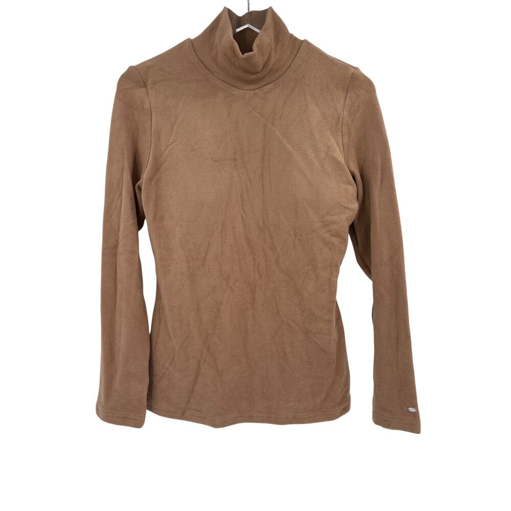 OGL Top Size L NEW MaxWarm Turtleneck Long Sleeve Brami Cork Brown Tan - Picture 2 of 12